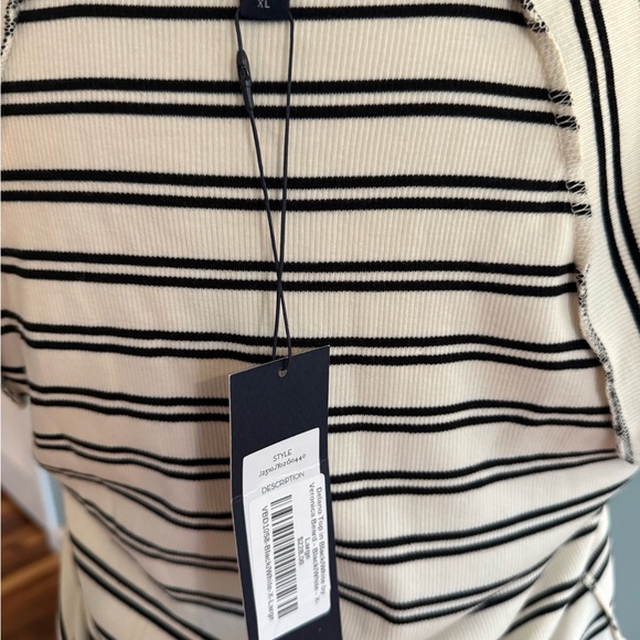 NWT Veronica Beard Delano Black Off White Striped Long Sleeve Top Sz XL New! - Picture 10 of 14
